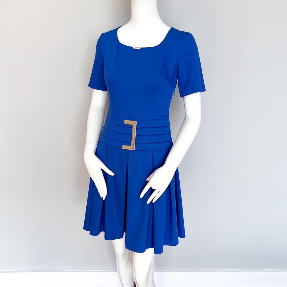 $129 NEW One&Only Blue Tea Dress Short Sleeve Flare Stretch Skater Fit&Flare SM